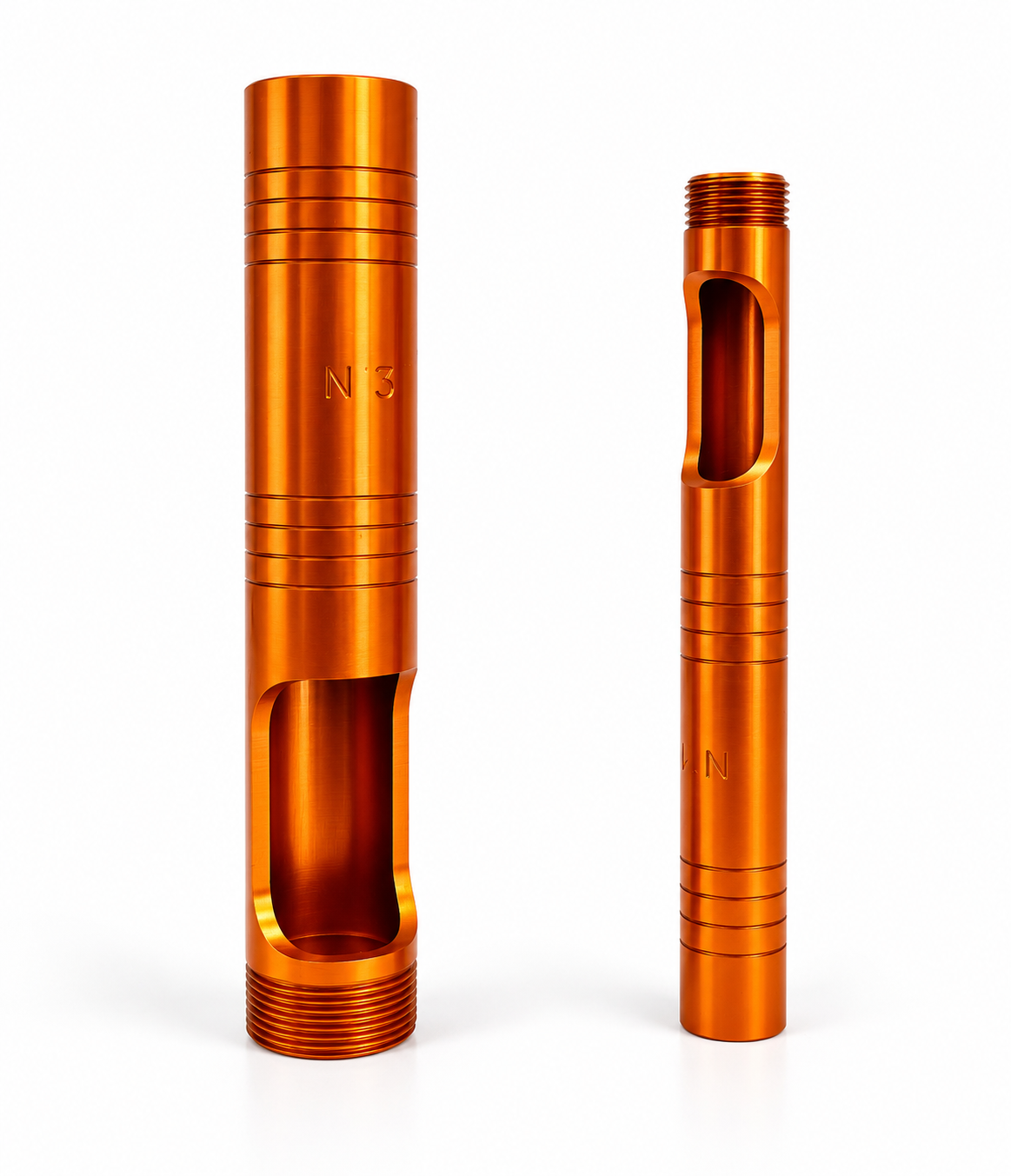 Outil de pose de filets rapportés en aluminium 6060, avec finition OAS orange.